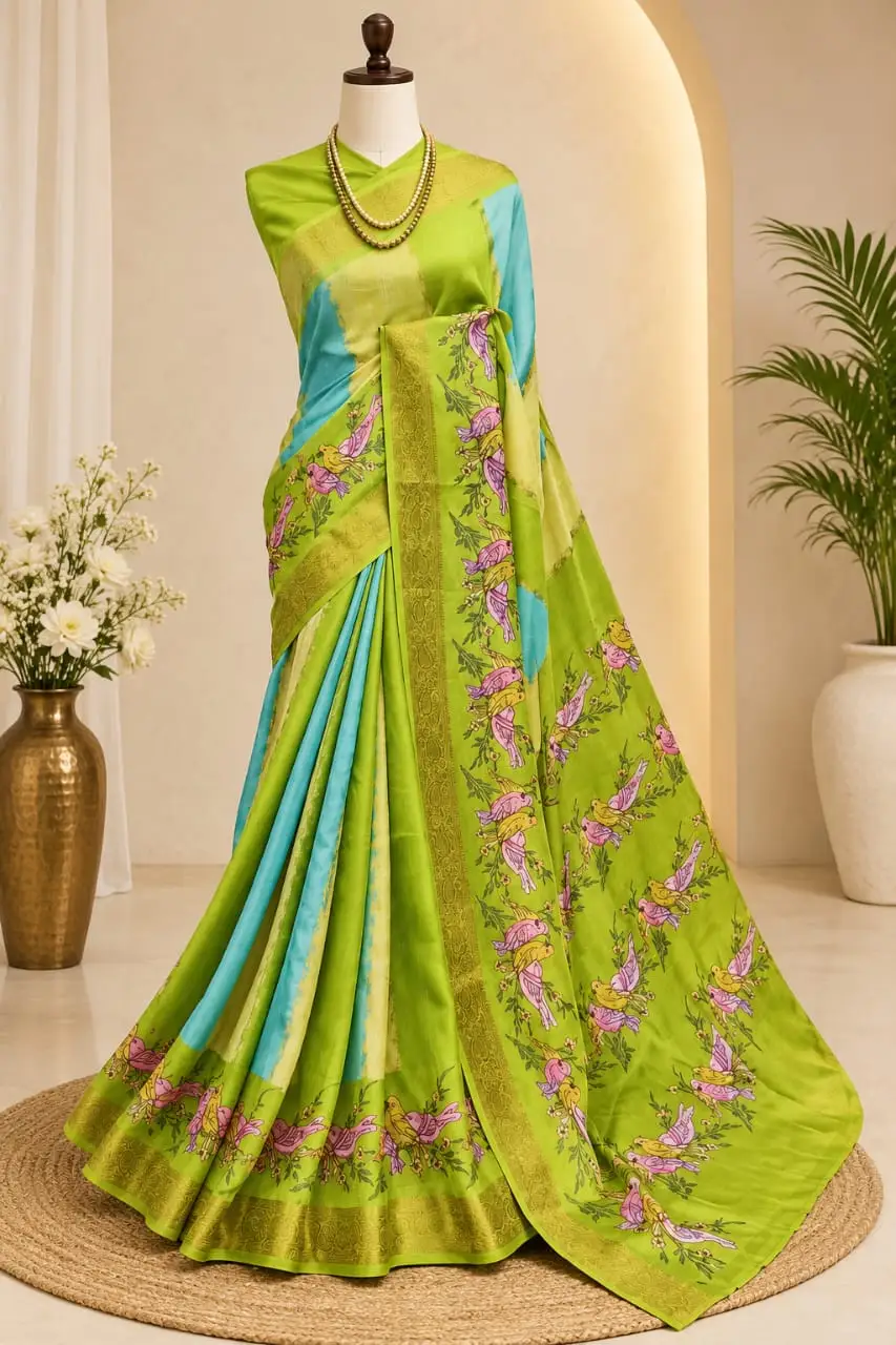 3D Floral Digital Dola Silk Cotton Saree